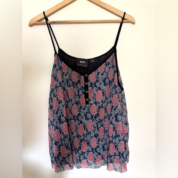 Anthropologie Maeve Tank Top | Sz Medium | Textured Shimmer| Blue & red Floral - Picture 8 of 10